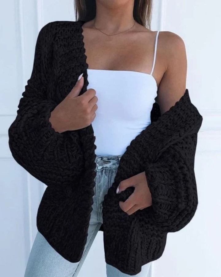 Oversized chunky cardigan med pufærmer