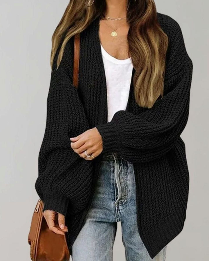 Oversized cardigan i chunky ribstrik