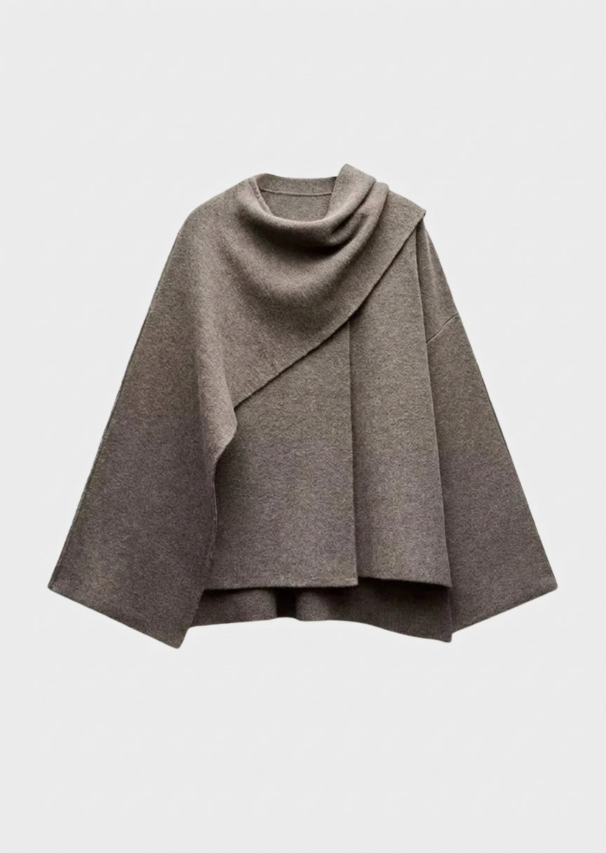 Women's Cape Coat with Integrated Scarf