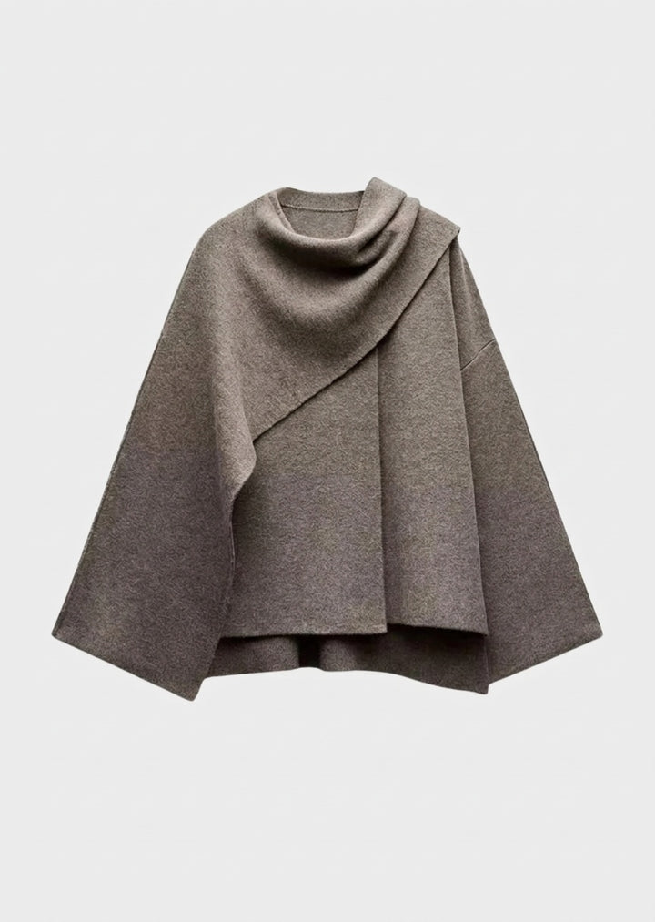 Women's Cape Coat with Integrated Scarf