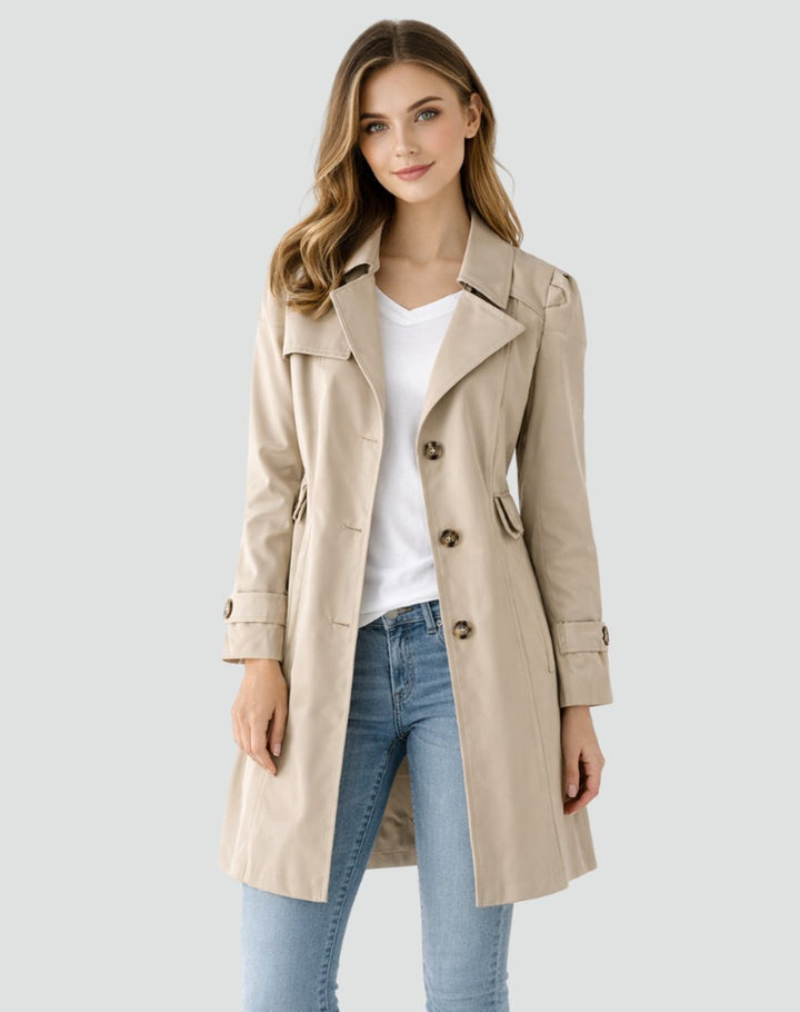 Klassisk dobbeltradet trenchcoat dame