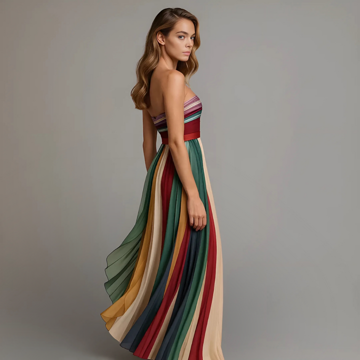 Damekjole Farverig Størrelse M Let Materiale Stropløs Maxi Dress 2
