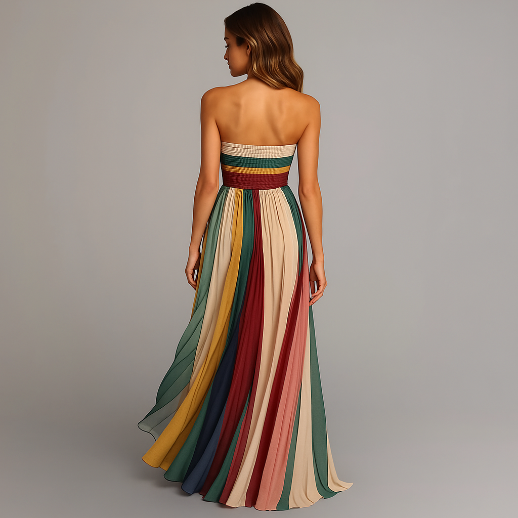 Damekjole Farverig Størrelse M Let Materiale Stropløs Maxi Dress 3