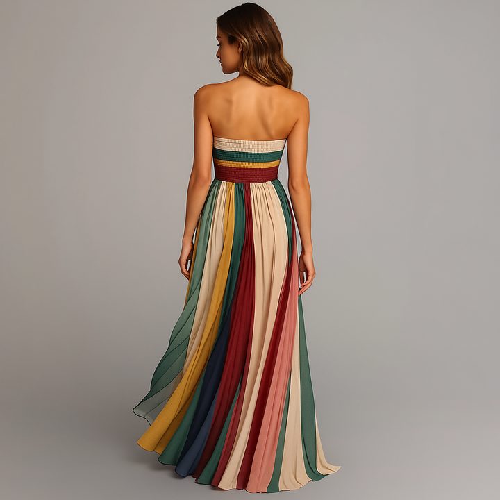 Damekjole Farverig Størrelse M Let Materiale Stropløs Maxi Dress 3