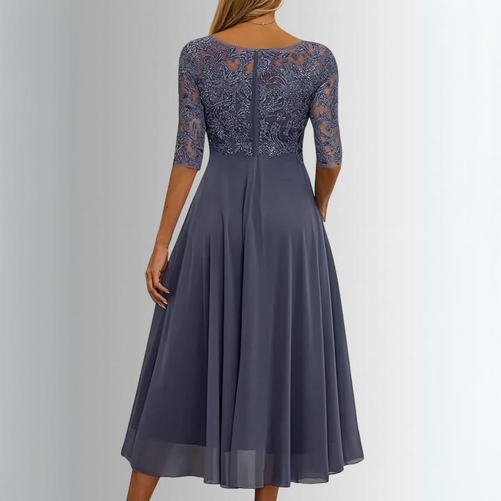 Festkjoler Damer Beige Størrelse M Polyester Elegant Blondedetaljer 5