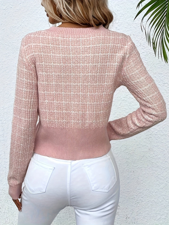 Cardigan Dame med Hanefjedsmønster og Guldknapper - Kort Model - billede 6