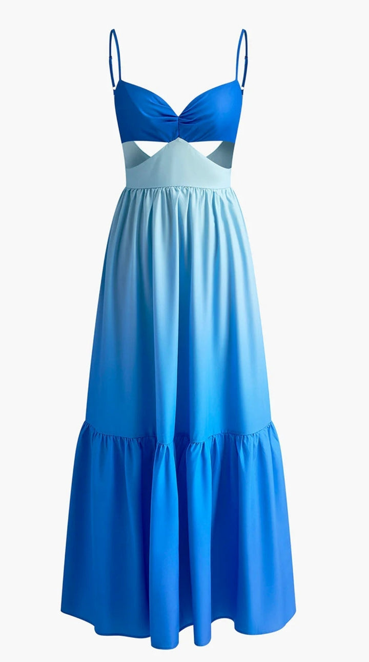 Kvinders Maxi Kjole Blå Størrelse M Polyester med Cutout Detaljer 2