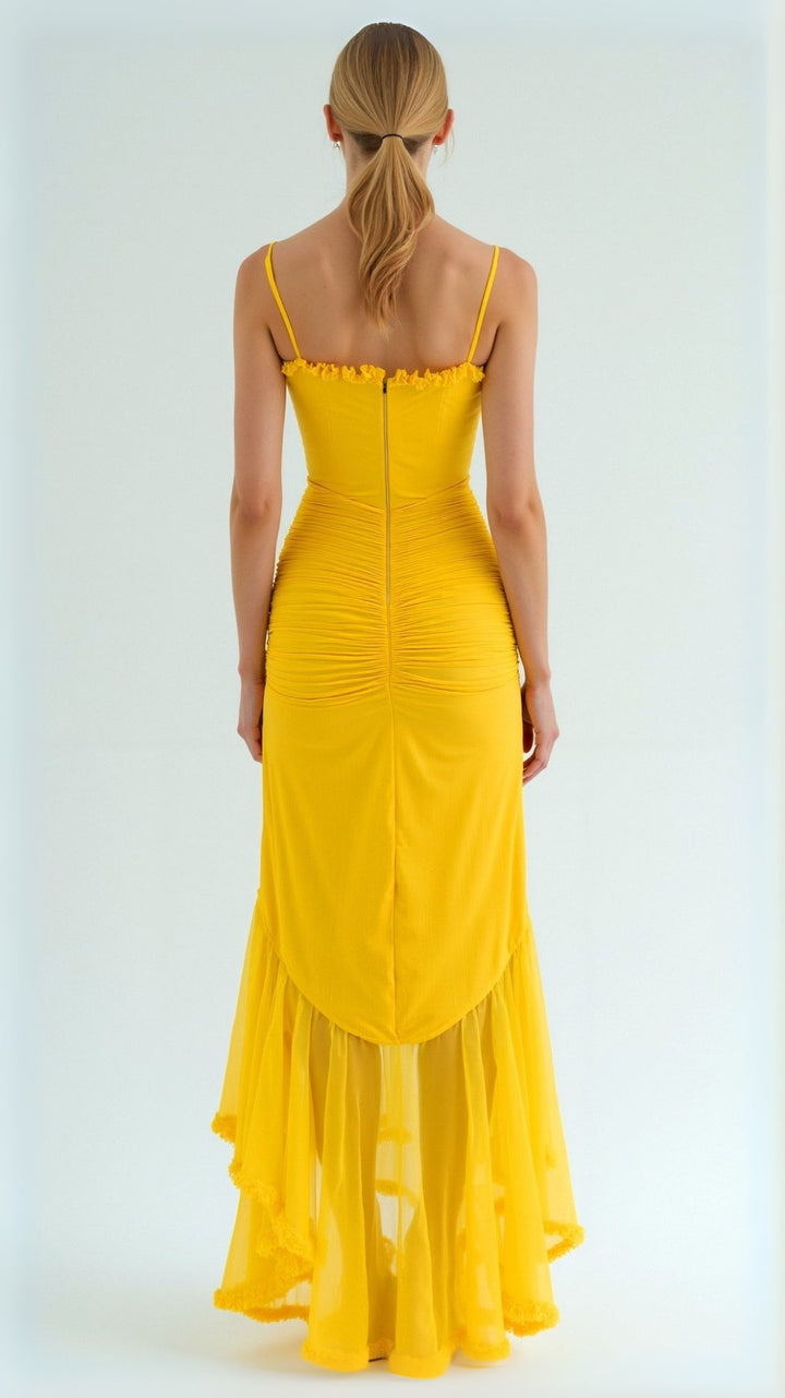 Kvinders Maxi Kjole Lilla Størrelse M Polyester Med Flæsedetaljer 1