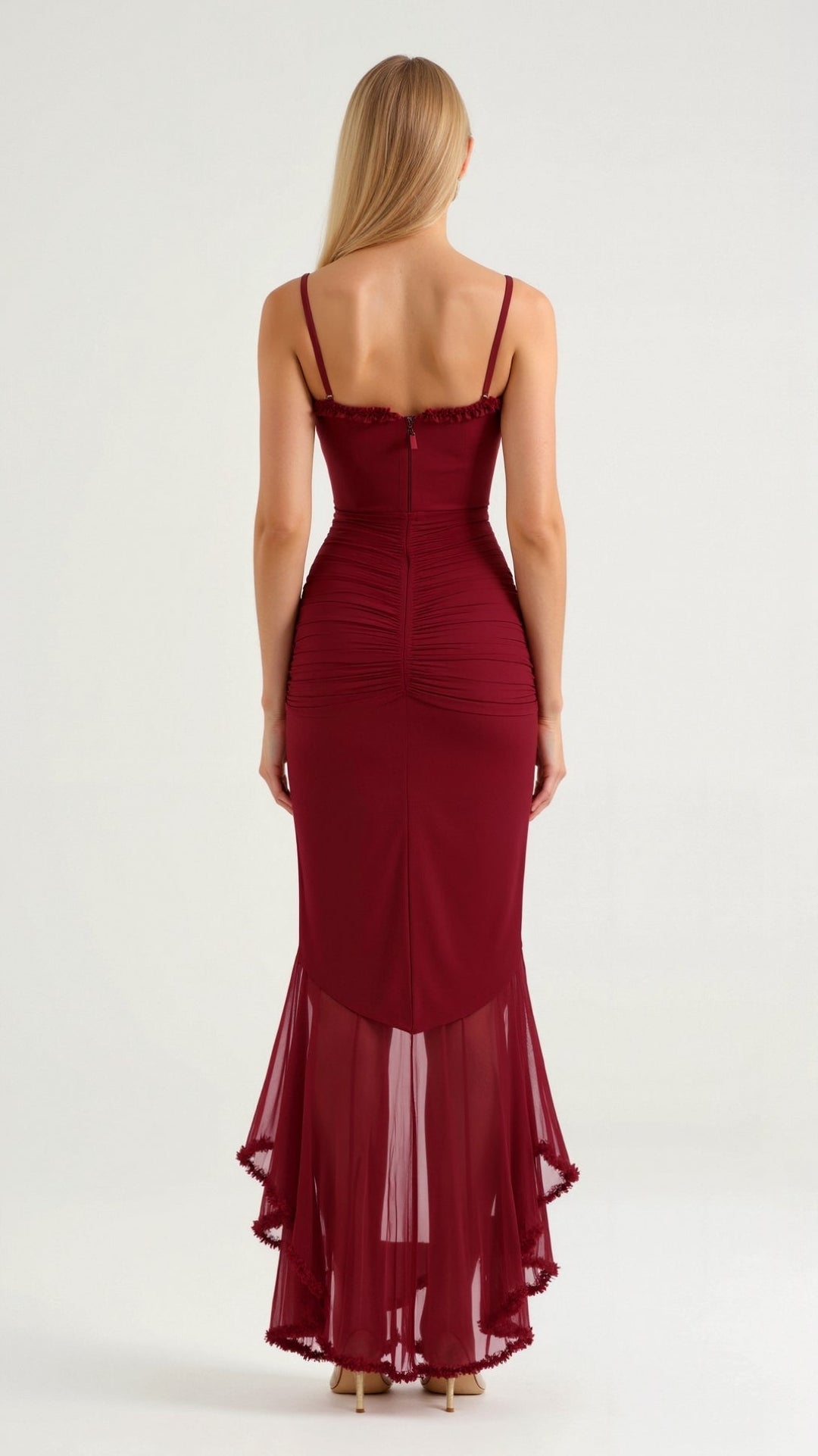 Kvinders Maxi Kjole Lilla Størrelse M Polyester Med Flæsedetaljer 4