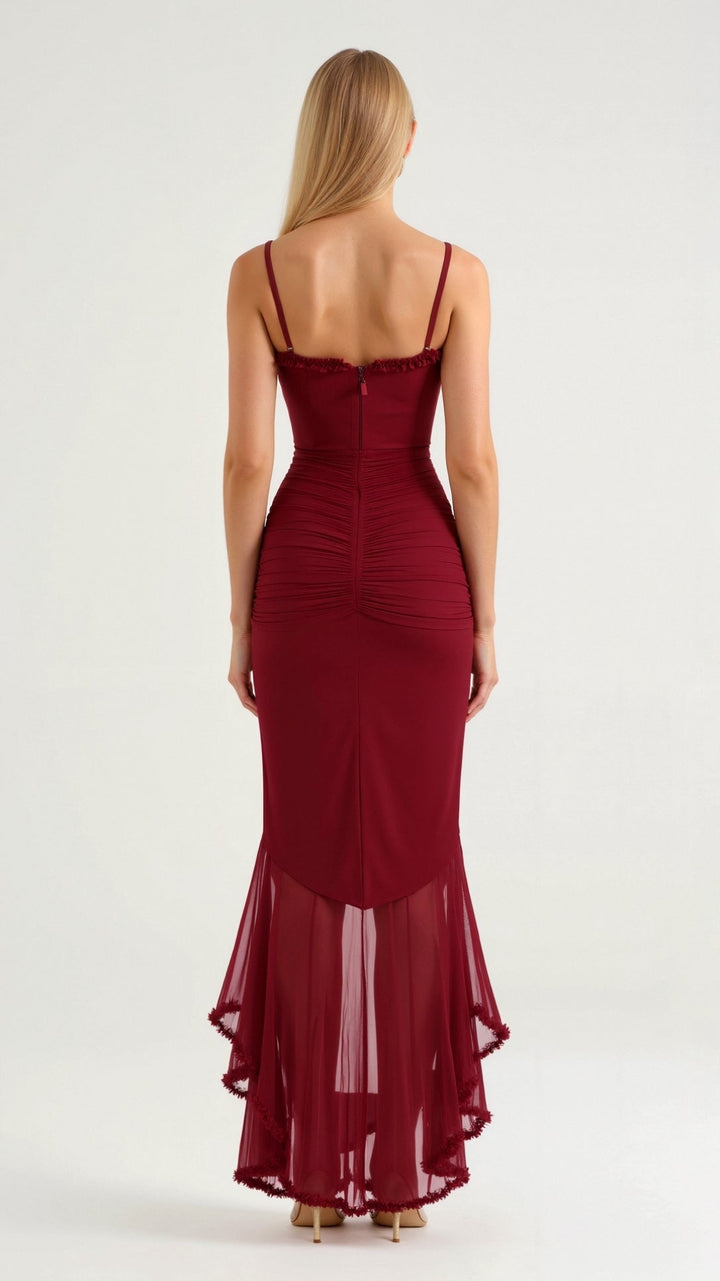 Kvinders Maxi Kjole Lilla Størrelse M Polyester Med Flæsedetaljer 4