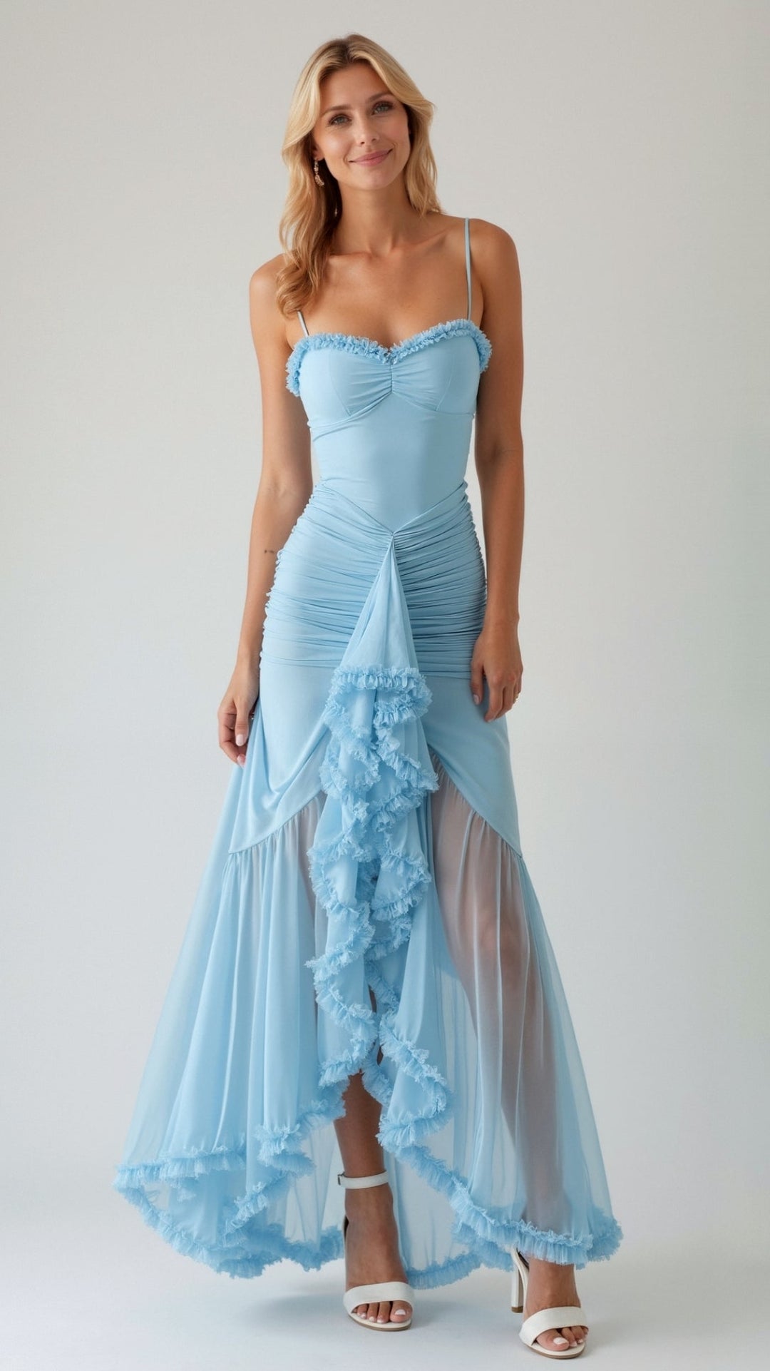 Kvinders Maxi Kjole Lilla Størrelse M Polyester Med Flæsedetaljer 9