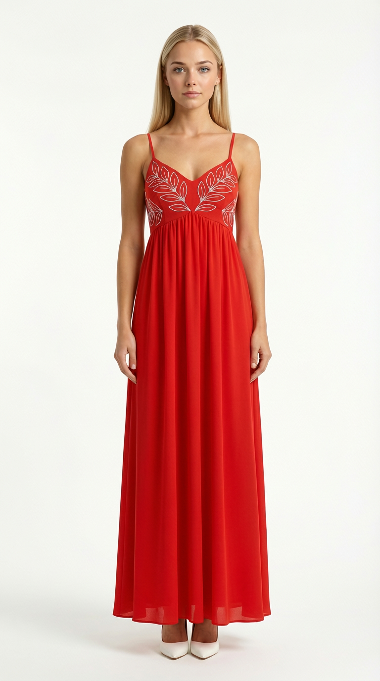 Kvinders Maxikjole Hvid Størrelse M Polyester Med Broderi