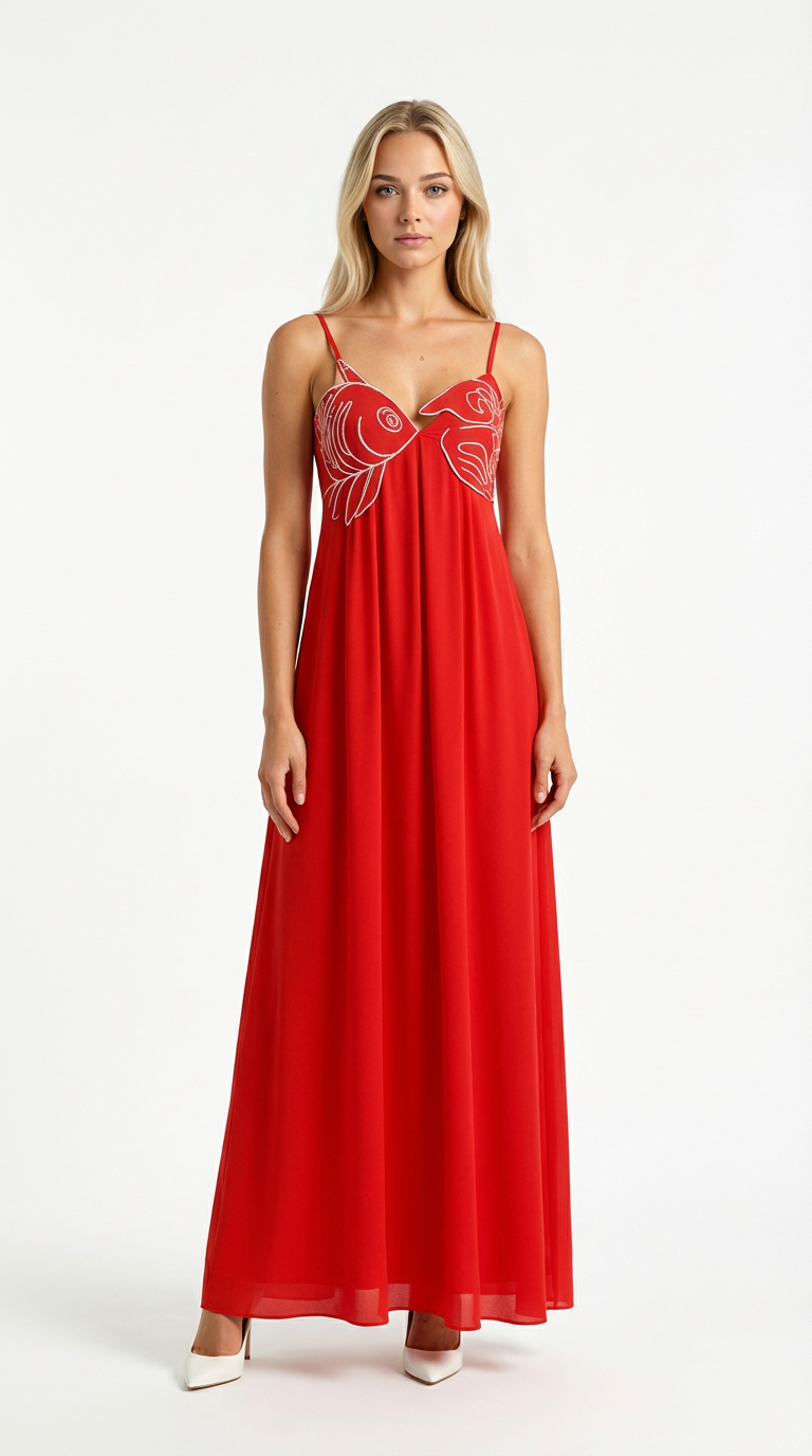 Kvinders Maxikjole Hvid Størrelse Polyester Med Broderi