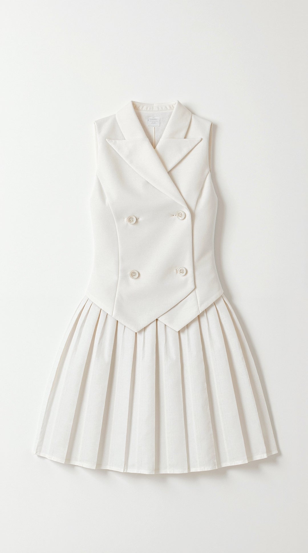 Kvinders Mini Kjole Sort Størrelse M Polyester Plisseret Ærmeløs Med Guldknapdetaljer 2