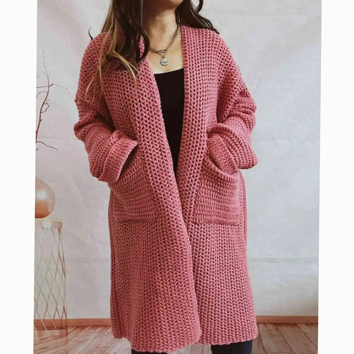 Koral oversized grovstrik cardigan set forfra