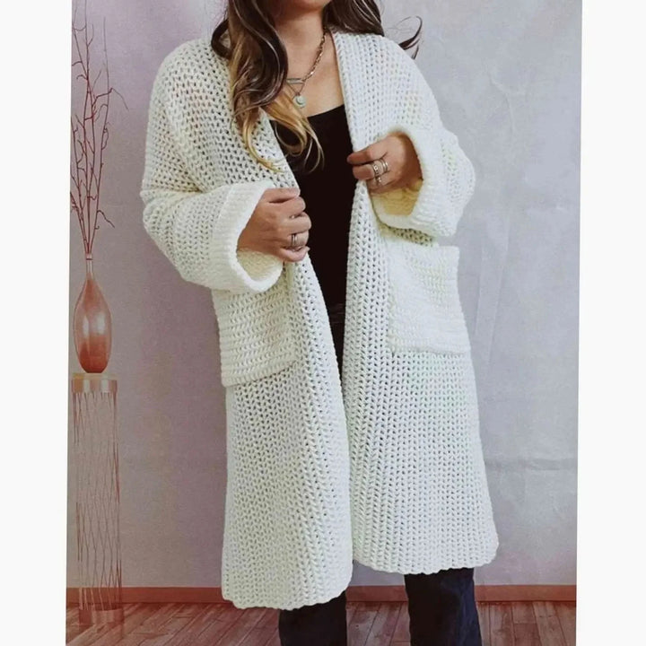 Hvid oversized grovstrik cardigan