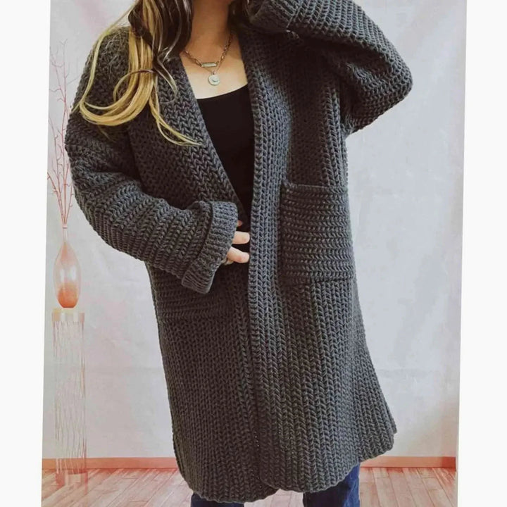 Grå oversized cardigan med forlommer