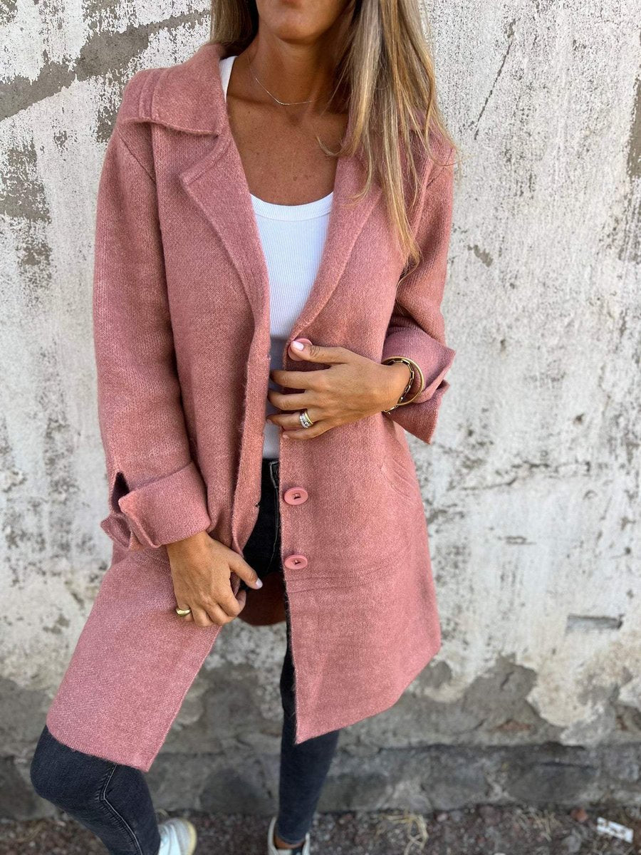 Oversized uldfrakke dame med bred krave