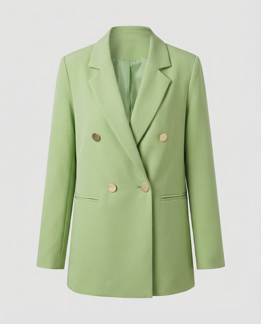 Dobbeltradet Blazer Dame med Reverskrave - Oversized Pasform i lys grøn
