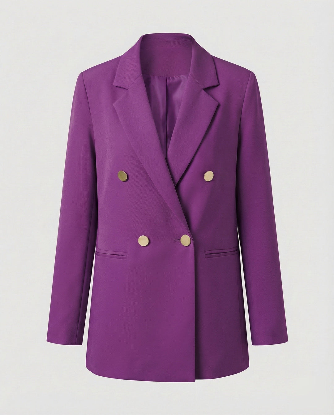 Dobbeltradet Blazer Dame med Reverskrave - Oversized Pasform i lilla