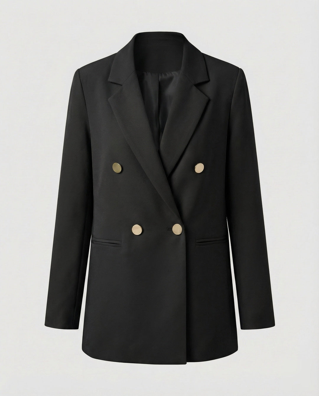Dobbeltradet Blazer Dame med Reverskrave - Oversized Pasform i sort