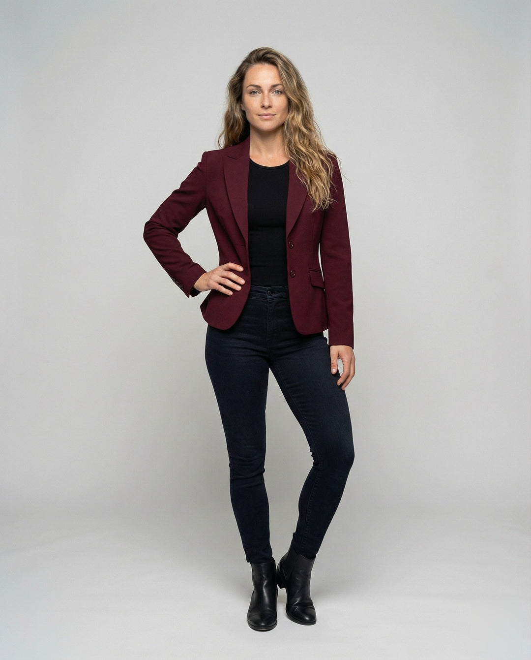Taljeret Blazer Dame med To Knapper og Reverskrave - billede 2