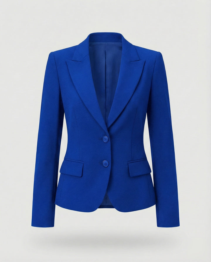 Taljeret Blazer Dame med To Knapper og Reverskrave i kongelig blå