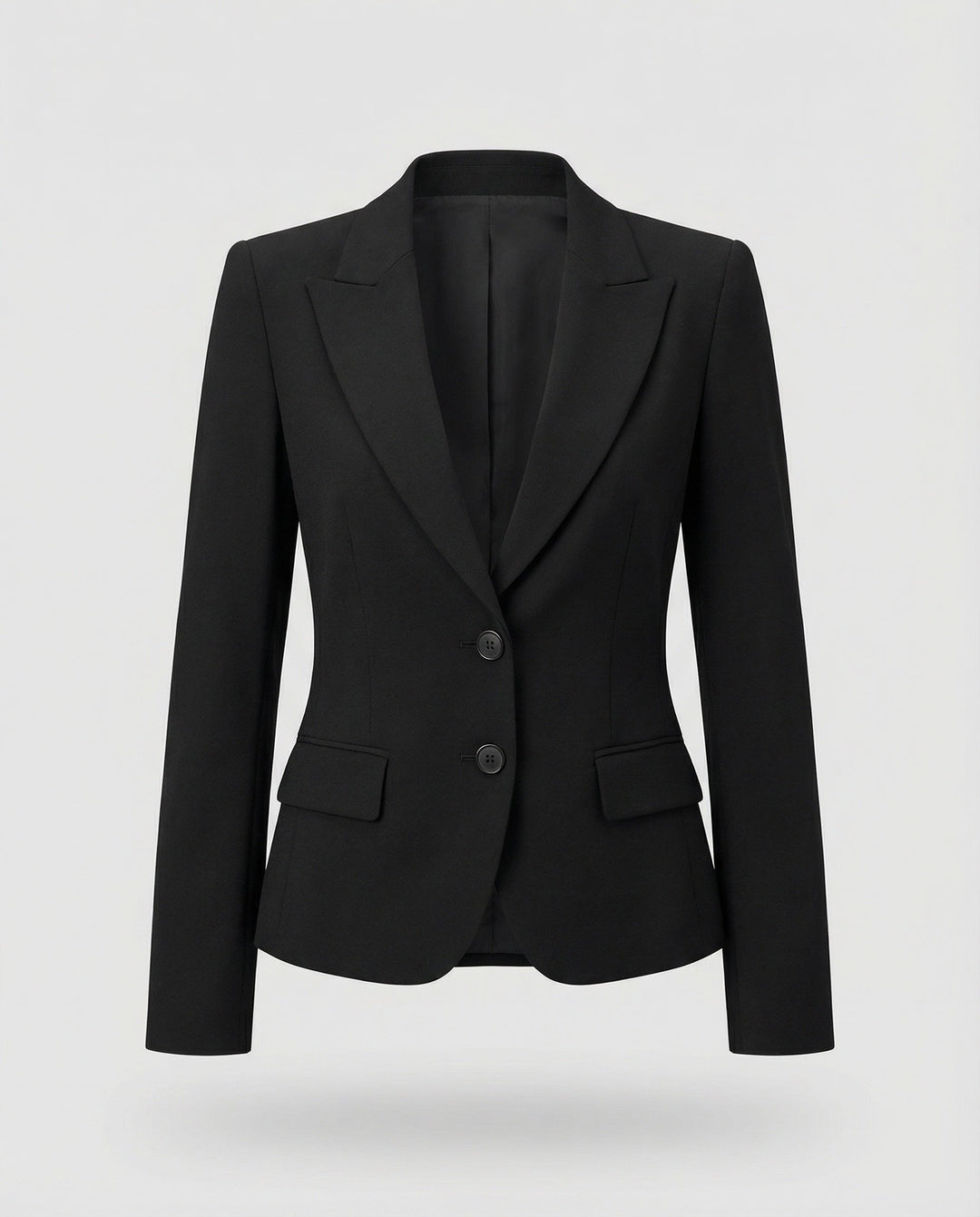 Taljeret Blazer Dame med To Knapper og Reverskrave i sort