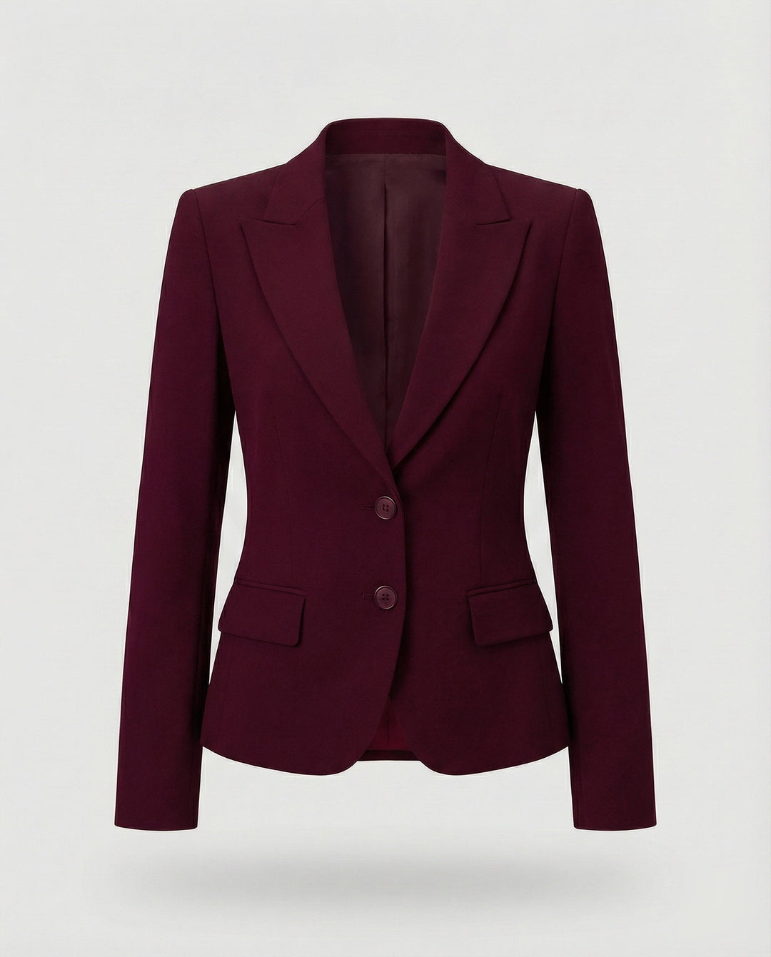 Taljeret Blazer Dame med To Knapper og Reverskrave i burgunder
